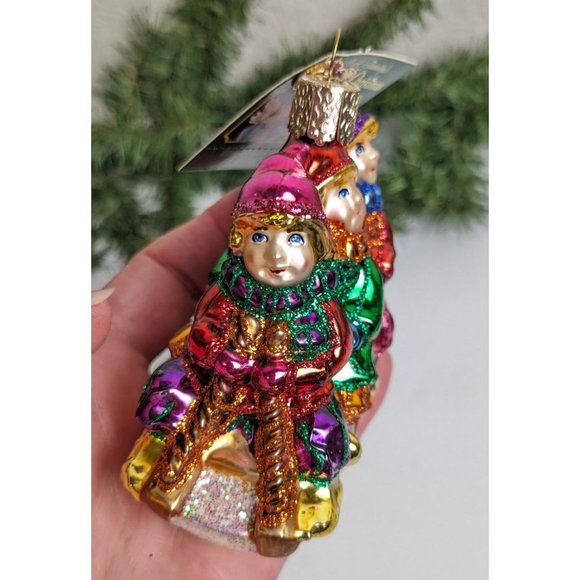 Children on Sled Retired Old World Christmas Ornament - Picture 3 of 5